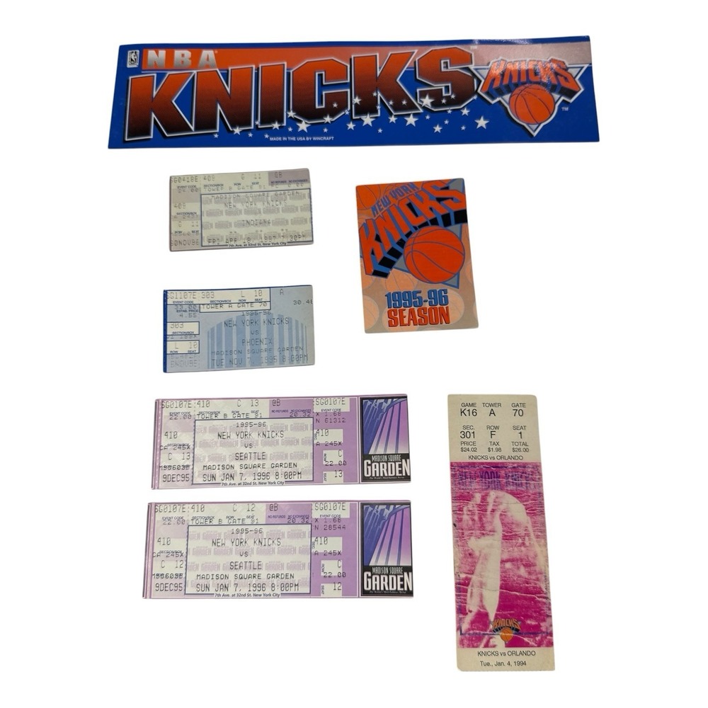 Vintage New York Knicks 1990s Ticket Stub Memorabilia Lot MSG WinCraft NBA